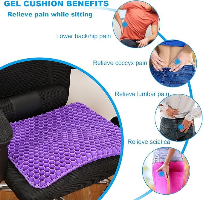 ☁️COJÍN DE GEL ERGONÓMICO: Alivia el Dolor de Espalda en Cualquier Lugar 🔵🪑